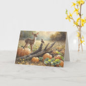 Verjaardag Herfst Fawn In Een Pompoen Patch Kaart (Gele Bloem)
