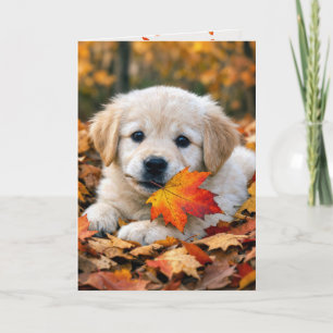 Verjaardag Herfst Goud Retriever Puppy Kaart