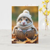 Verjaardag Herfst Hamster In Een Walnut Shell Kaart (Gele Bloem)