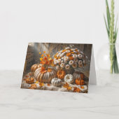 Verjaardag Herfst Pompoenen en Mums Kaart (Voorkant)
