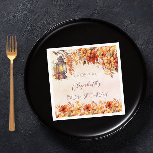 Verjaardag herfst sinaasappel bloemen rustieke lam servet