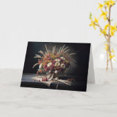 Verjaardag Herfst Tarwe Stalks en Mum Bouquet Kaart (Gele Bloem)