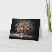 Verjaardag Herfst Tarwe Stalks en Mum Bouquet Kaart (Voorkant)