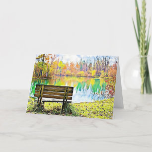 Verjaardag Herfstbladeren Herfst Parkbank Serene Kaart
