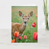 Verjaardag hert met een rode tulp kaart (Voorkant)
