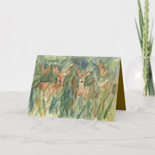 Verjaardag herten dieren in het wild bomen aquarel kaart
