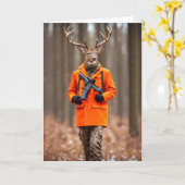 Verjaardag Herten Jager Met Geweer Kaart (Gele Bloem)