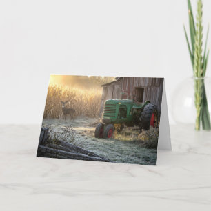 Verjaardag Herten met Groene Antieke Tractor Kaart