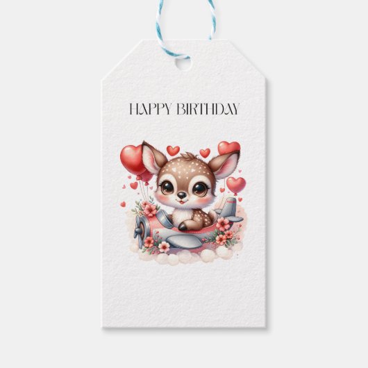 Verjaardag hertenpiloot cadeaulabel (Voorkant)