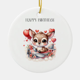 Verjaardag hertenpiloot keramisch ornament