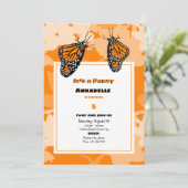 Verjaardag Het Is Een Feestje Oranje Monarch Vlind Kaart (Staand voorkant)