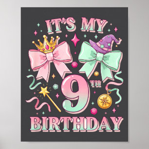 Verjaardag Het is mijn 9de verjaardag Schattige Ma Poster