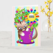 Verjaardag - het Vieren van de Kat van het Kat van Kaart (Gele Bloem)