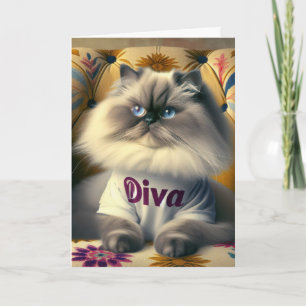 Verjaardag Himalaya Diva Kat Op Een Stoel Kaart