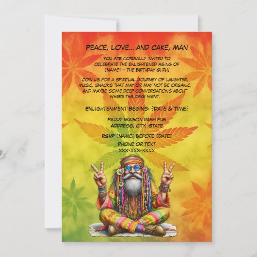 Verjaardag Hippie Guru Kaart (Voorkant)