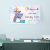 Verjaardag Hippo Baby shower Welkom Spandoek (Beurs)