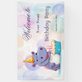 Verjaardag Hippo Baby shower Welkom Spandoek (Verticaal)