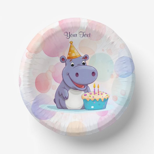 Verjaardag Hippo Paper Bowl Papieren Kommen (Voorkant)