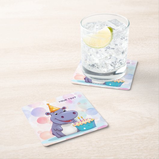 Verjaardag Hippo Paper Onderzetter (Insitu)