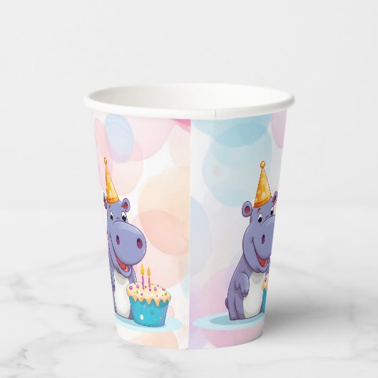Verjaardag Hippo papieren bekers (Rechts)
