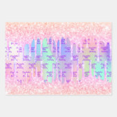 Verjaardag holografische roze glitter druipt naam inpakpapier vel (Voorkant)