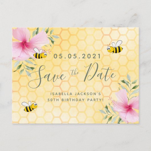 Verjaardag hommels feest save the date briefkaart (Voorkant)