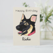 Verjaardag Hond - Duitse Herdershond Puppy Naam Kaart (Staand voorkant)
