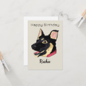 Verjaardag Hond - Duitse Herdershond Puppy Naam Kaart (Voorkant / Achterkant in situ)