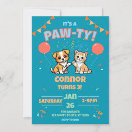 Verjaardag hond en kat Paw-ty Kaart