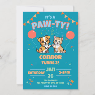 Verjaardag hond en kat Paw-ty Kaart