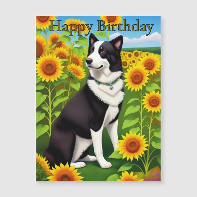 Verjaardag Hond met Zonnebloem  (Voorkant)