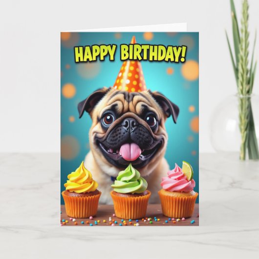 Verjaardag Hond Muts Kaart (Voorkant)