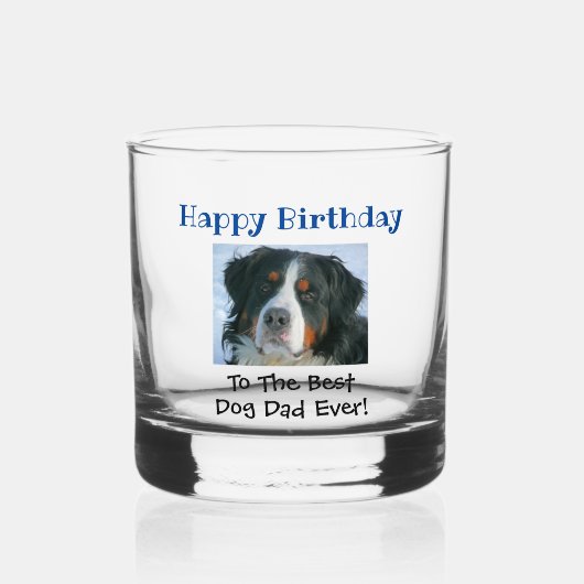 Verjaardag Hond Papa Werelden Beste Ooit Foto Whisky Glas (Voorkant)