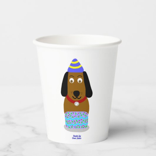 Verjaardag Hond Papieren Bekers (Voorkant)