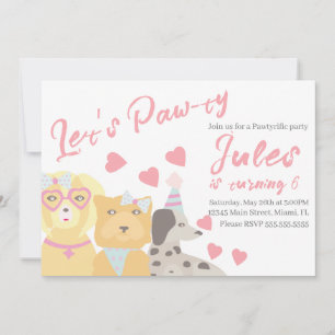 Verjaardag Hond Paw-ty Feest Hartjes Valentijnsdag Kaart