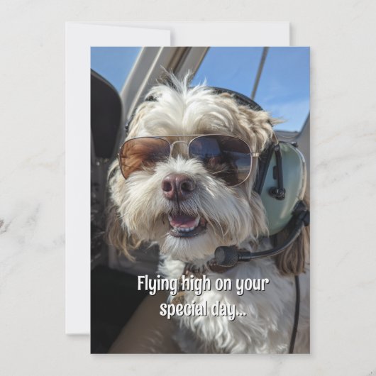 Verjaardag Hond Piloot Aviator Zonnebril Vliegtuig Kaart (Voorkant)