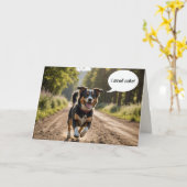 Verjaardag Hond Ruiken Cake Kaart (Gele Bloem)