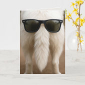 Verjaardag Hond Staart met Zonnebril Kaart (Gele Bloem)