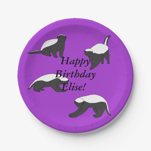 Verjaardag Honey Badgers Papieren Bordje (Voorkant)