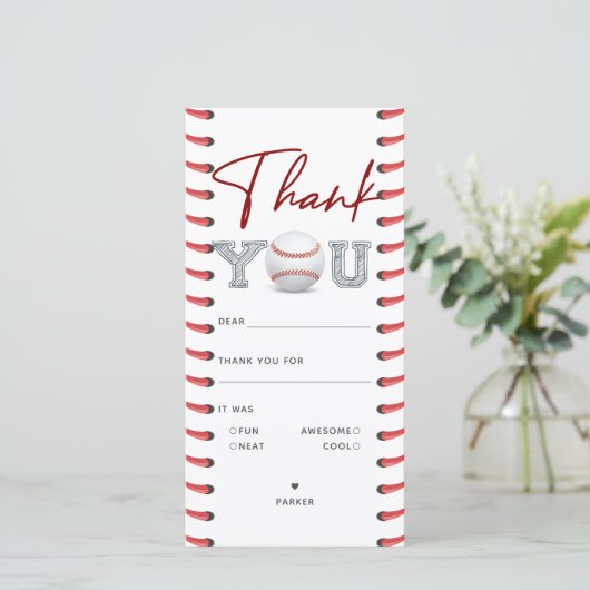Verjaardag Honkbal Bedankkaart (Staand voorkant)