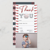 Verjaardag honkbal foto bedankkaart (Voorkant / Achterkant)