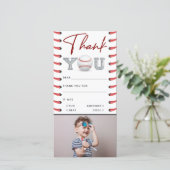 Verjaardag honkbal foto bedankkaart (Staand voorkant)