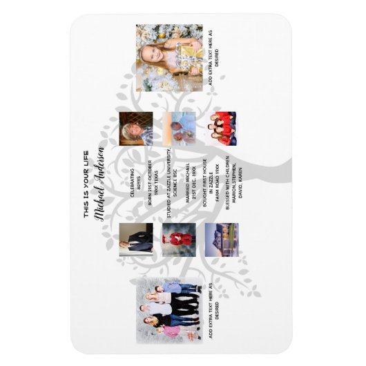 Verjaardag Hoogtepunten FOTOCOLLAGE Familiestamboo Magneet (Verticaal)