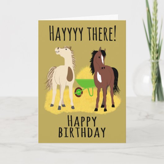 Verjaardag Hooi Daar Paarden Kaart (Voorkant)