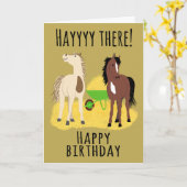 Verjaardag Hooi Daar Paarden Kaart (Gele Bloem)