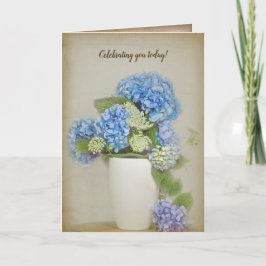 verjaardag hortensia en Queen Anne's Lace boeket Kaart
