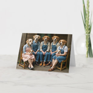 Verjaardag Hound Dog Family Portret op een veranda Kaart