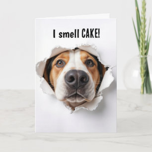 Verjaardag Hound Dog in Paper Hole Kaart