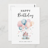 Verjaardag Huis Ballonnen Makelaardij Briefkaart (Voorkant / Achterkant)