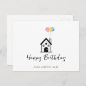 Verjaardag Huis Ballonnen Vastgoed Briefkaart (Voorkant / Achterkant)